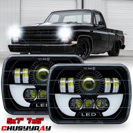 CHUSYYRAY 5x7" 7x6 inch led Headlight H4 Projector Hi/Lo w/ DRL for Chevy K10 K20 C10 C20