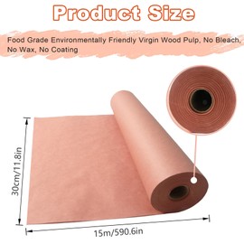 Pink Butcher Paper BBQ Kraft Paper - 30 cm x 15 m Pink Butcher Paper Roll, Butcher Paper Perfect Cooking Juicy, Butcher Paper BBQ Accessories for Grill, Smoker, Fish Meat, BBQ, Oven