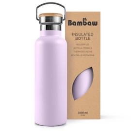 Bambaw Insulated Water Bottle 1l, Purple Water Bottle, Stainless Steel Water Bottle 1l, Leakproof Water Bottle, Metal Water Bottle, 1l Insulated Water Bottle, 1 Litre Hot Water Bottle – Lavander Haze