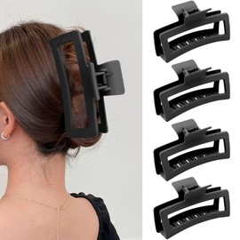 ZYTJ Pinzas de Garra Extra Grandes de 5" para Cabello Grueso Y Largo, Paquete de 4 Pinzas de Garra Xl Jumbo, Pinzas Rectangulares Antideslizantes Mate de Gran Tamaño para Mujeres, Clip de Mandíbula De