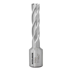 Accusize Industrial Tools 7/16'' Cutting Dia x 3/4'' Weldon Shank x 2'' Cutting Depth, H.S.S. Annular Cutter, 2081-2012