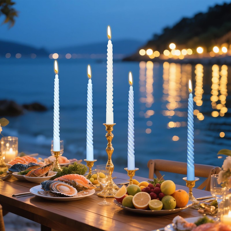 10 Inch Gradient Blue Spiral Taper Candle Set, 10 Pack