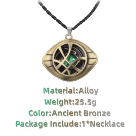 GAUEIOUR Strange Necklace,Eye of Agamotto Pendant Necklace,Cosplay Jewellery Prop, for Strange Fans,Fashion Alloy Men's and Women's Accessories(Ancient Bronze)