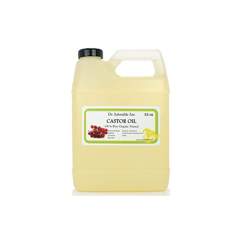 Premium Castor Oil Pure Organic Cold Pressed Virgin 32 Oz/