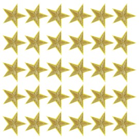 JIEYAO Pack of 30 Golden Stars Iron-On Patches, 3 cm Star Patches for Iron-on, Embroidered Appliques for Sew-on, Iron-On Patches for Clothes, Jackets, Hats, Backpacks, Jeans