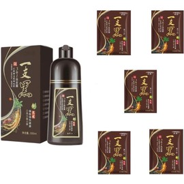Shampoo Tinte Instantaneo Para Cabello Cubre Canas Jengibre - Champú Instant Hair Color Para Teñir El Cabello 3 En 1 Coloración Al Instante Con Hierbas Unisex, Para Hombre y Mujer (Castaño, 650ML)
