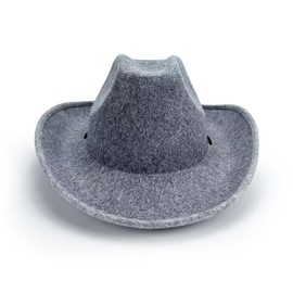 LAURVA Classic Plain Felt Cowboy Hat Cowgirl Hat for Women Men, for Western Country Themed Bachelorette Party, Costume Dress Up Accessories,Vibrant Colors Grey
