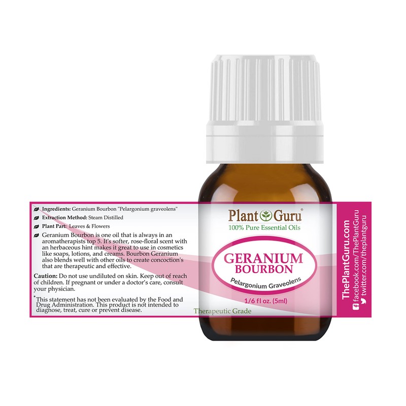 Geranium Bourbon Essential Oil 5 ml 100% Pure Undiluted Therapeutic