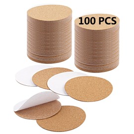 100 PCS self Adhesive Cork for Coasters Bulk,Coaster Bottoms self Adhesive,Round Coaster Backing with self Adhesive,DIY Crafts Thin Drinks Cork Coasters