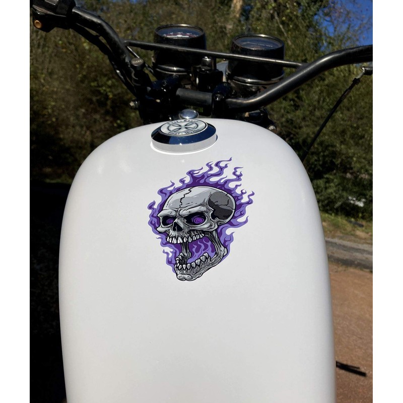 Flaming Skull Motorcycle Tank Fender Fork Decals 6 pc Set