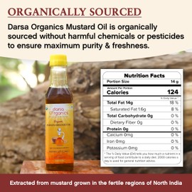 Darsa Organics Pure Mustard Oil for Skin and Hair 1000 ml | Cold Pressed | USDA Organic | Non-GMO | Chemical-Free