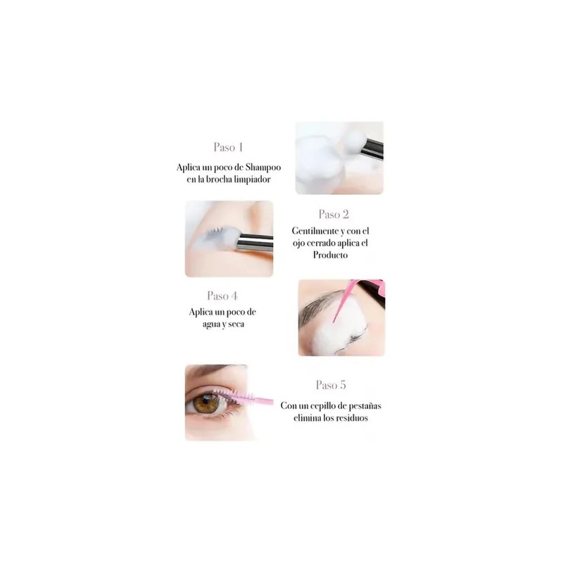 Lash Shampoo Espuma Limpiadora Para Extensiones De Pestañas Blanco D
