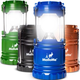 MalloMe Camping Lantern Multicolor 4 Pack Lanterns for Power Outages, Camping Lights for Tent Hanging, Camp Light Tent Lamp Emergency Battery Powered LED Lantern (Rechargeable Batteries Not Included)