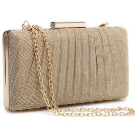 Dasein Women Evening Purses Clutch Bags Formal Party Clutches Wedding Purses Cocktail Prom Handbags (Pleated Champagne)