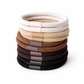10Pcs Premium Quality Hair Ties for Thick Hair, No Crease Elastic Hair Ties with Storage Box, Ponytail Holders, 2-in-1 Wrist Bracelet Hair Bands for Women Girls, Random Mood Style (Neutral)