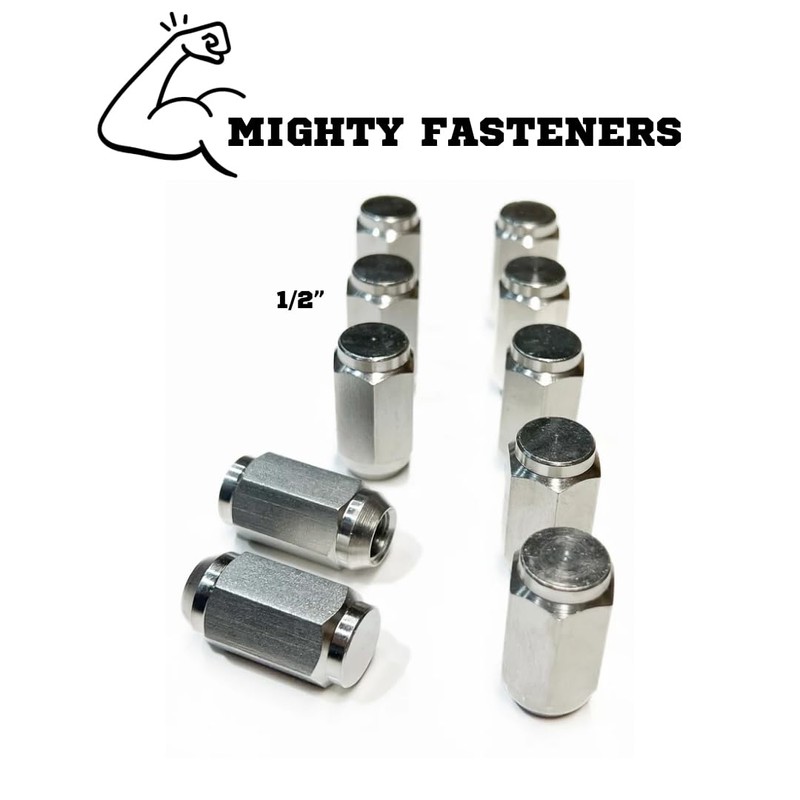MIGHTY FASTENERS Acorn Lug Nuts, 1/2"-20 Thread, 304 Stainless Steel,