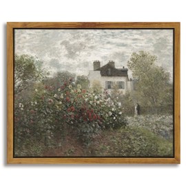 InSimSea Framed Canvas Wall Art Vintage Decor, Monet Flower Garden Painting Prints, Vintage Room Decor, Wall Decor Living Room Bedroom Kitchen Office Room Decor, 8"x10"