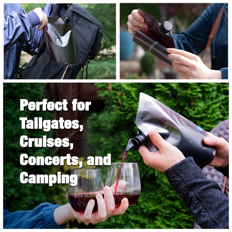 Vapur Collapsible Portable Wine Carrier With Pour Spout, Enjoy Your