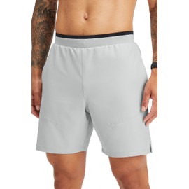 Fabletics Men's The Fundamental Short II, Workout, Running, Training, Gym, Yoga, Ultra Lightweight,7" Inseam, L, Mineral Grey