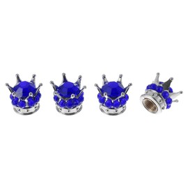 HEROFFIX 4 Pcs Stylish Tire Valve Stem Caps 15mm Tyre Valve Dust Covers for Most Cars Truck Silver Tone Blue ABS Copper