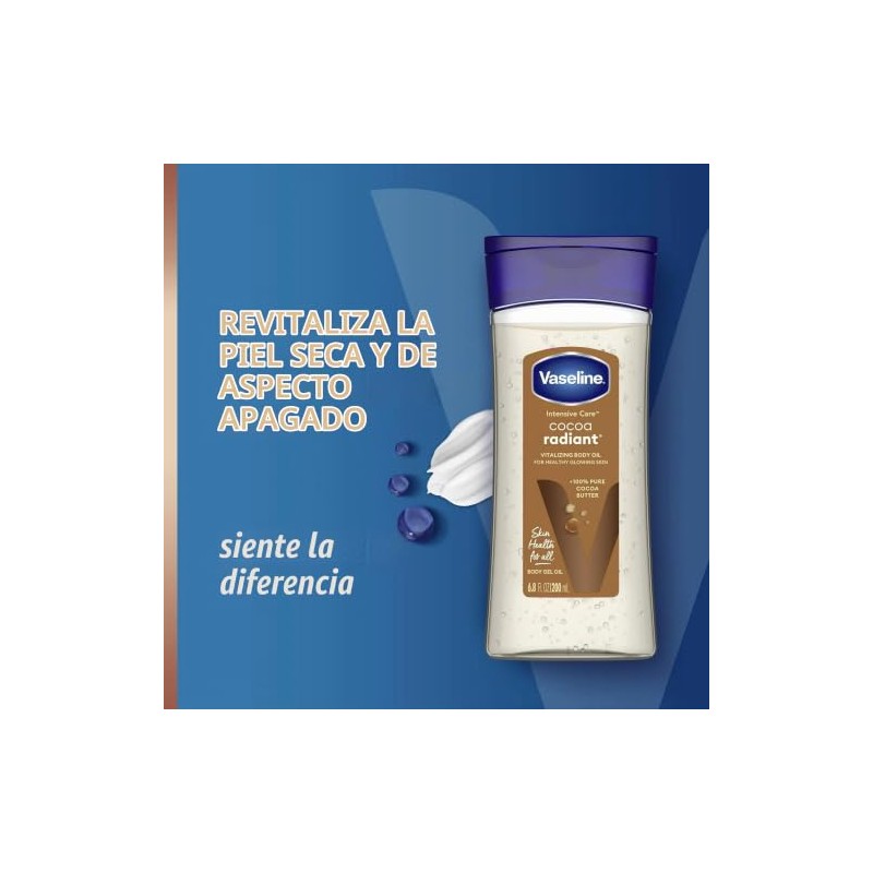 Vaseline Cocoa Radiant Vitalizing Gel Body Oil, 6.8Ounce Bottles (Pack