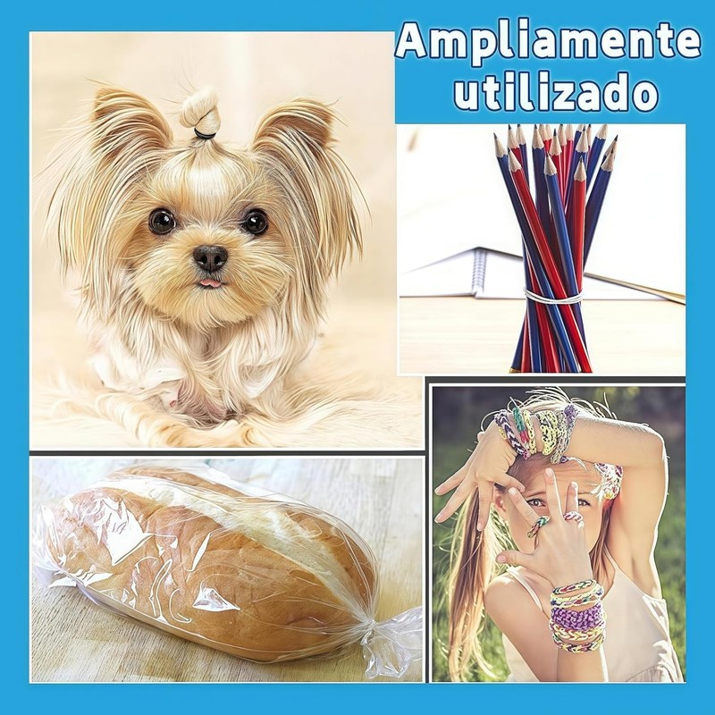 Bandas Elásticas para el Cabello Duraderas,Mini Bandas de Goma Negro&Blanco