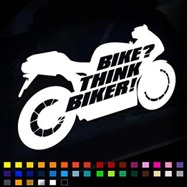 Think Bike Sticker Motorcyle Car Van Window Bumper Decal Sticker, Safety Awareness, Bike Safety Sticker 200mm