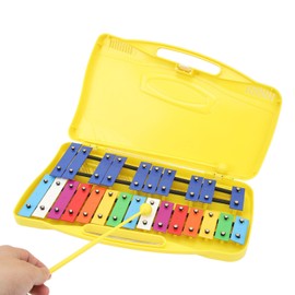 Xylophone 25 Notes Children Colorful Xylophone, Sturdy Aluminum Keys Xylophone with Yellow Box 15.4x9.1x1.6in Small Professional Musical Xylophone for kid Percussion Instrument