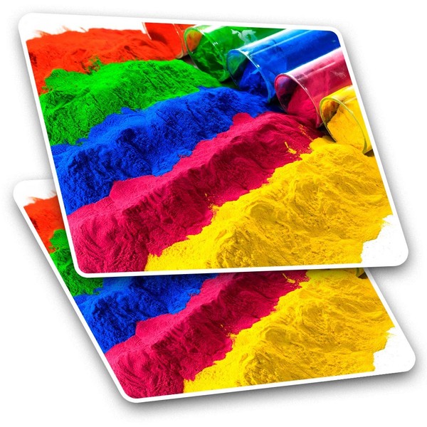Rectangle Stickers (Set of 2) 10cm - Fun Colourful Powders