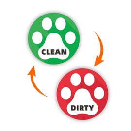 2Pcs Dishwasher Magnet Paw Prints Animals Dogs Cats Clean Dirty Sign Double Sided 3.5in Circle Magnet Dish Washer Sign