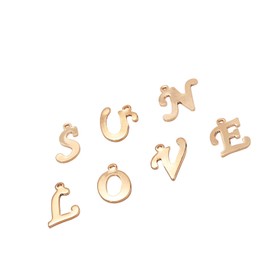 LiQunSweet 26 Pcs Letter A~Z Golden Plated Stainless Steel Alphabet Tiny Charms Pendants for DIY Necklace Bracelet Earrings Jewelry Making - 13.5~18mm