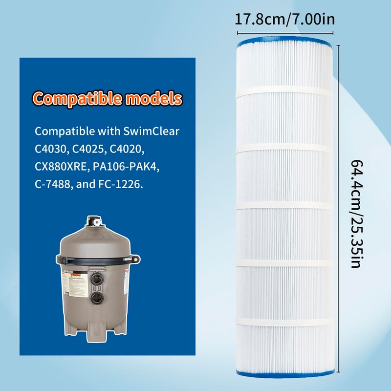 FFyan Pool Filter Replacement for Hayward CX880XRE,C4020, C4025, C4030,PA106-PAK4, C-7488,