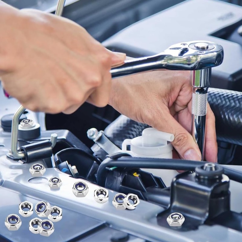 YOYEAH M6 Nuts Stainless Steel, 50 Pieces DIN985 Self-Locking Nuts,