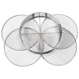 Practicool Garden Potting Mesh Sieve - Sifting Pan - Stainless Steel Riddle - Mix Soil Filter - with 4 Interchangeable Mesh Sizes - 3, 6 , 9, 12mm