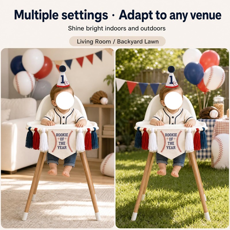 Rookie of the Year First Birthday Baseball High Chair Banner