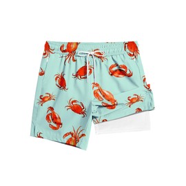 TENGINE Men's Swim Trunk 5" with Compression Liner 5 Inch Quick Dry Board Shorts Zipper Pocket