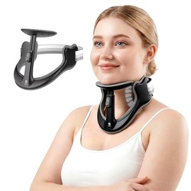 Corrector de postura para alineación de cuello y columna cervical, cuello de cuello ajustable de 360° con 28 niveles, soporte de espuma viscoelástica 