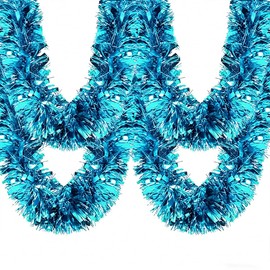 33 Ft Christmas Tinsel Garland Decorations Shiny Thick Baby Blue Tinsel Xmas Tree Decor Metallic Twist Foil Garland for Home Wall Birthday Party Indoor Outdoor Decor Supplies - Baby Blue
