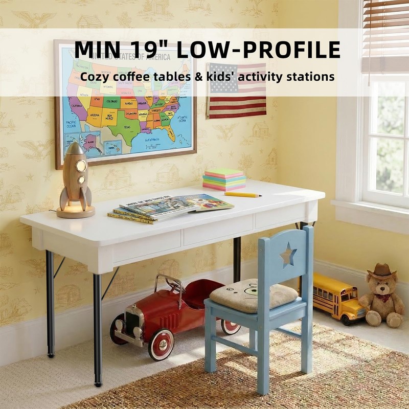 Yuleimy Adjustable Metal Table Legs 19-30 Inch, Heavy Duty Desk