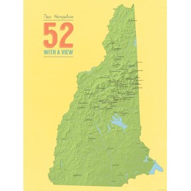 Best Maps Ever New Hampshire '52 With A View' Checklist 18x24 Poster (Green & Yellow)