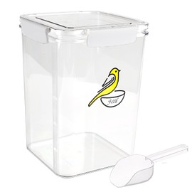 Bird Seed Storage Container-Airtight Bird Food Container-8.4lb/5 l Pet Food Storage Containers with Birds Seed Scoop-Wild Birds Dispenser-forPet Parakeets Finches Food Mealworms/Clear