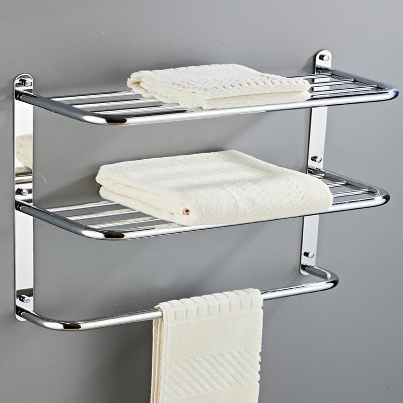 2-Tier Towel Rack Floating Shelf with Towel Bar, 30-Inch W