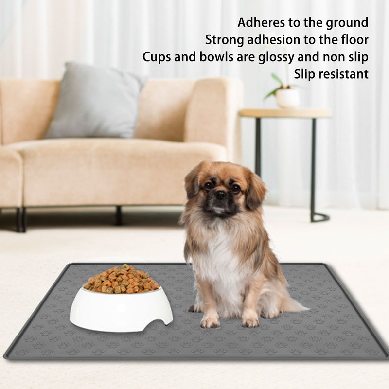 Pet Feeding Mat Silicone Waterproof Safe Raised Edge Slip Resistant