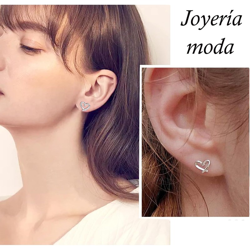 Collar y Aretes Plata de Mujer con Dije Corazón, Joyeria