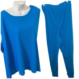 Maggie Barnes Vtg Maggie Barnes Woman’s 2-Pc Outfit Set 2X petite Top Pants Blue NWT