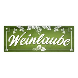 Wine Metal Sign with Vines Motif and Saying "Weinlaube - Winzer Grape