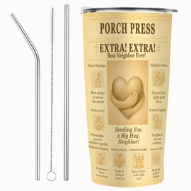 Best Neighbor Ever Gift 20oz Tumbler – Retro Newspaper Style Gift, New Neighbor Welcome, Thank You Travel Mug for Housewarming or Moving Away