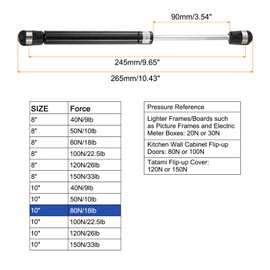 sourcing map 10 Inch 80N/18lb Gas Shock Strut Lift Support, Gas Spring for RV, Bed Floor, Hatch Door, TV Cabinet, Box Lid (Black, Set of 2)