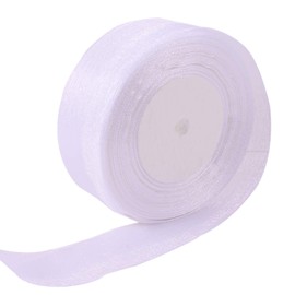 Berolle 50 Yards 4cm Width White Sheer Organza Ribbon Shimmer Sheer Ribbon for Gift Wrapping Handicraft Wedding Party Decorations (White)