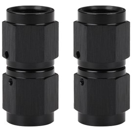 Podavelle 4AN Female to 4AN Female Straight Swivel Coupler Fitting Adapter Union Aluminum Black 2PCS